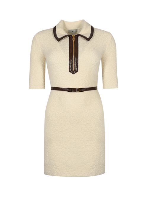 Abito in maglia bouclé con inserti in vinile Marrone Elisabetta Franchi | AM31S57E2EG2